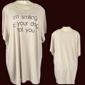 Torrid +4 Taupe Crew Text I'M Smiling At Your Dog Not You Short Sleeve T-Shirt